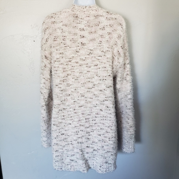 P.J. Salvage Small Eyelash Duster Cardigan White Brown Pink Soft Comfy Plush Top - Picture 5 of 9